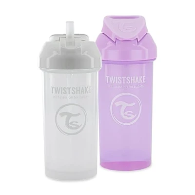 Afbeelding van Twistshake 2x Baby Sippy Cup Met Rietje 360ml Lekvrije Waterfles Voor Kinderen en Peuters BPA Vrij Trainingssippy Wit Paars