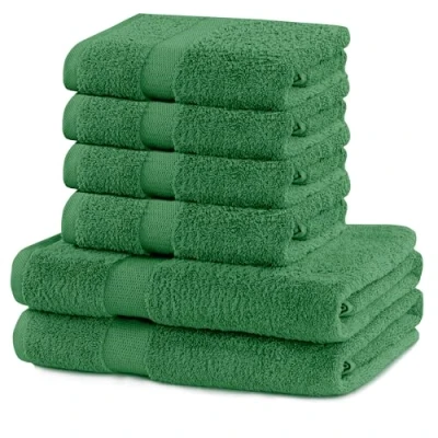 Afbeelding van DecoKing Set van 6 katoen kwaliteit 525 g/m² 4 handdoeken 50 x 100 cm en 2 badhanddoeken 70 140 groen absorberend Marina