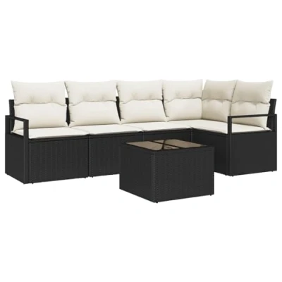 Afbeelding van vidaXL 5 Delige Tuin Sofa Set Met Kussens Bruin Poly Rattan