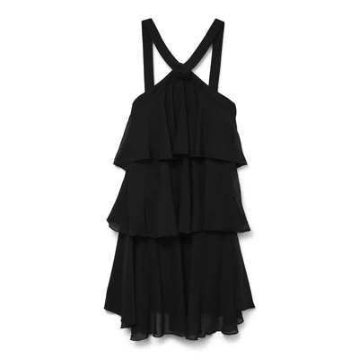 Afbeelding van Vero Moda Vmfelicia Ruffle Short Dress Cocktailjurk, Dames, Maat: Medium, Black