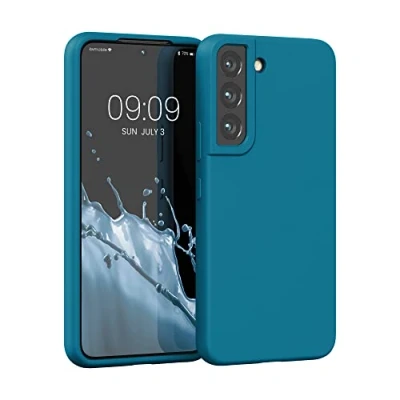 Afbeelding van kwmobile telefoonhoesje geschikt voor Samsung Galaxy S22 Hoesje met siliconen coating Smartphone case in Caribisch blauw