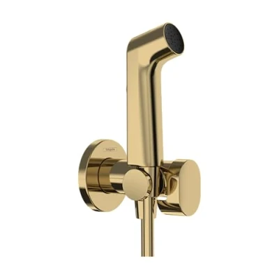 Afbeelding van hansgrohe Bidethanddouche S met 1 waterbesparende jet (EcoSmart), incl. stopkraan, douchekophouder en doucheslang 1,25 m, voor koud water, polished gold optic, 29230990