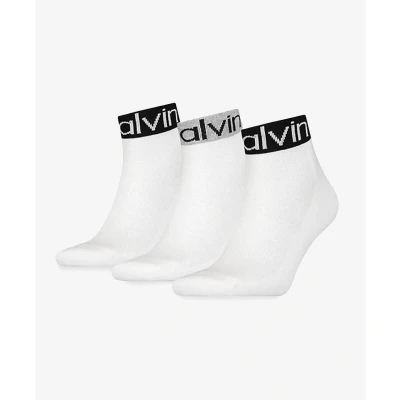 Afbeelding van Calvin Klein Underwear MEN Quarter LOGO WELT 3 PACK Sokken, Heren, Maat: One Size, White