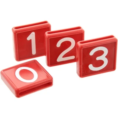 Afbeelding van Schuifnummers rood/wit tbv koehalsband nr.5 10 stuks