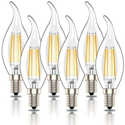 Afbeelding van Phoenix LED 4W E14 dimbare kaarslamp, equivalent aan 40 W, vlamdraad kleine Edison schroeflamp, warm wit 2700K, set van 6