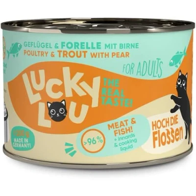 Afbeelding van 6x200g Lucky Lou Lifestage Adult Gevogelte &amp; Forel Nat Kattenvoer