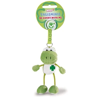 Afbeelding van sleutelhanger Talisminis kikker 7cm groen Knuffeldierhanger met voor sleutelkoord, sleutelring en sleutelhouder geluksbrenger zakje bedel boodschap