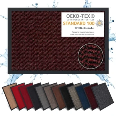 Afbeelding van Voetmat met Welkom motief van kokos, 40 x 70 cm, voor de huisdeur, binnen en buiten, weerbestendig, antislip, ook als deurdecoratie of geschenk (zwart)