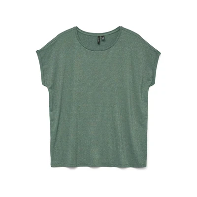 Afbeelding van Vero Moda T shirt Vmlava Glitter Ss Top Stripe Ga Jrs 10250488 Laurel Wreath/gold Lurex Dames Maat XS