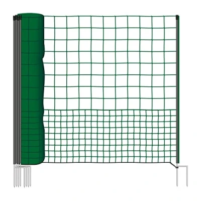 Afbeelding van VOSS.farming 25 m pluimveenet met doorgang, 125 cm, 7 palen, dubbele pen, groen, niet elektrificeerbaar