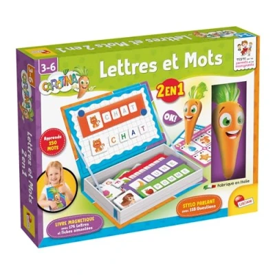 Afbeelding van Lisciani CAROTINA letters en woorden 2 in 1 educatief spel voor kinderen vanaf 3 jaar leren van de interactief magnetisch met sprekende pen kleuteractiviteit elektronisch