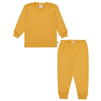 Afbeelding van loud + proud Uniseks kinderpyjama, fijn geribbeld, biologisch katoen en GOTS gecertificeerd, curcuma, 110 116