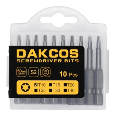 Afbeelding van DAKCOS T10 bit lang, Torx T10, assortiment van S2 (lengte: 50 mm, 10 stuks)