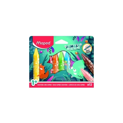 Afbeelding van Maped Kleurpotloden in jumbo formaat, 12 kleuren, voor het inkleuren kinderen, wax, ideaal school
