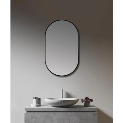 Afbeelding van Talos Design spiegel, ovaal, zwart, 45 x 75 cm, geschikt voor vochtige ruimtes, je badkamer, wandspiegel garderobe, met hoogwaardig aluminium frame