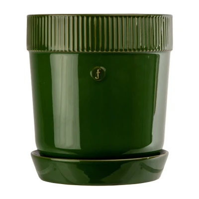 Afbeelding van Sagaform Elise bloempot met schotel Ø14 cm Groen