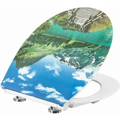 Afbeelding van Cornat Wc bril &quot;Pure Nature&quot; superplat design onderhoudsvriendelijk duroplast Quick up &amp; Clean functie softclosemechanisme comfortabele montage van bovenaf/toiletbril/wc deksel /