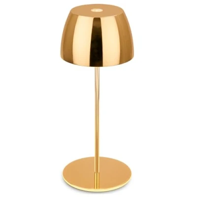Afbeelding van Briloner Serina Mini Snoerloze LED tafellamp IP44 7503017 Dimbaar Touch Spatwaterdicht Snoerloos Verwisselbare batterij en lichtbron Ø8 x 20 cm Goudkleurig