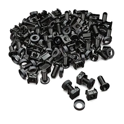 Afbeelding van deleyCON 50x M6 Kooimoeren Schroevenset voor Netwerkkasten Set van 50 Stuks Patchpanelracks Serverbehuizing 19 Inch 10 Montageset Staal Zwart