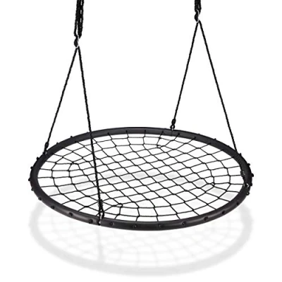 Afbeelding van Relaxdays nestschommel met gaas, Ø120cm, tuin vogelnestschommel kinderen en volwassenen, tot 150 kg, verstelbaar, zwart