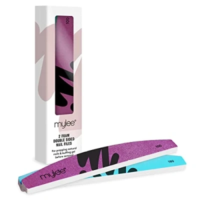 Afbeelding van Mylee Dubbelzijdige Buffer Schuim Nagelvijlen 200/280 Korrel 2 Stuks Buffer, Professionele Manicure voor Thuis, Bereid Voor, Polijst &amp; Perfectioneer Nagels, Glad en Voeg Glans Toe