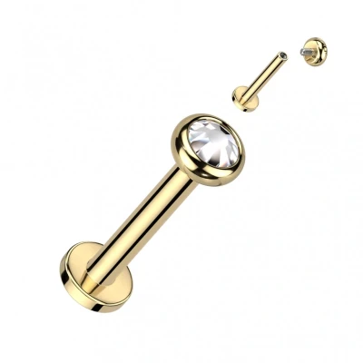 Afbeelding van Piercing flat bezel 6 mm goud
