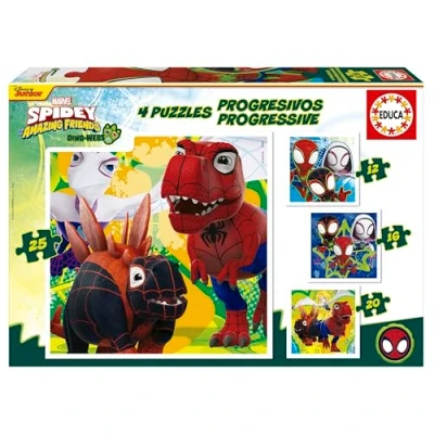 Afbeelding van Set van 4 Puzzels Educa Dino Spidey (4 Stuks)