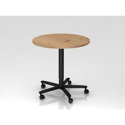 Afbeelding van BISTRO 80R D Systeem conferentietafel Zwart Ø 80 Knoestige Eiken