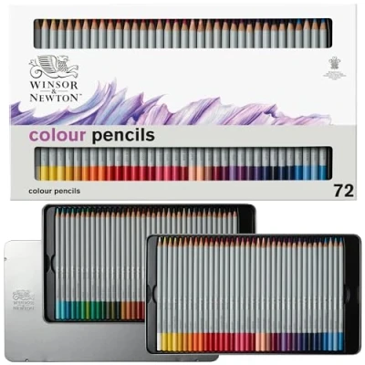 Afbeelding van Winsor &amp; Newton 2090006 Studio Collection Kleurpotlodenset 72 levendige kleuren in een metalen doos, onbreekbaar, zachte kleurafgifte, kleurpotloden voor volwassenen en kunstenaars