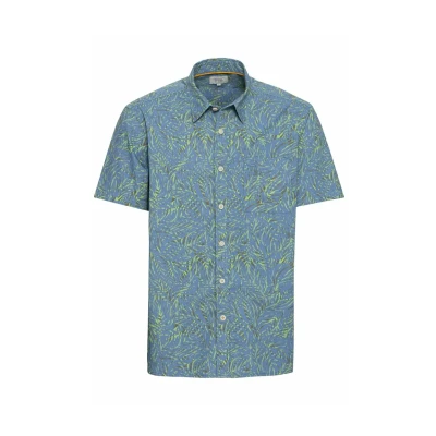 Afbeelding van camel active Kurzarm MIT Alloverprint Overhemd, Heren, Maat: Medium, Elemental blue