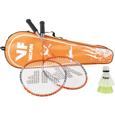 Afbeelding van Victor VICfun oranje badmintonset 1.6 2 rackets shuttles en tas
