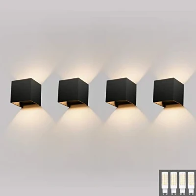 Afbeelding van Klighten 4 stuks led wandlampen voor binnen en buiten, warmwit, 3000 K, modern up down design, 9 W, buitenwandlampen met een vervangbare G9 lamp, IP54, zwart