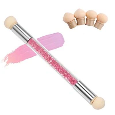 Afbeelding van Spons Gradiënt Nail Art Borstel, Pen, Stippling Borstel Applicator 4 Vervanging Hoofden Pigment Diy Creatieve Gereedschap Accessoires
