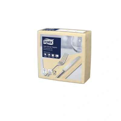 Afbeelding van Tork Soft Dinnerservet 39x39cm 3 laags 1/4 vouw Zand 477583