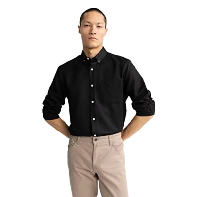 Afbeelding van DeFacto Herenshirt met lange mouwen en mouwen, zwart, XS