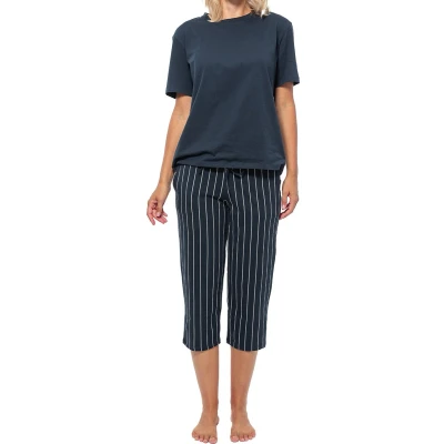 Afbeelding van Schiesser SET Pyjama Blau gestreift dunkelblau, Dames, Maat: 40, dunkelblau