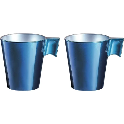 Afbeelding van Set van 4x stuks espresso kopjes/bekers donkerblauw 80 ml Bekers