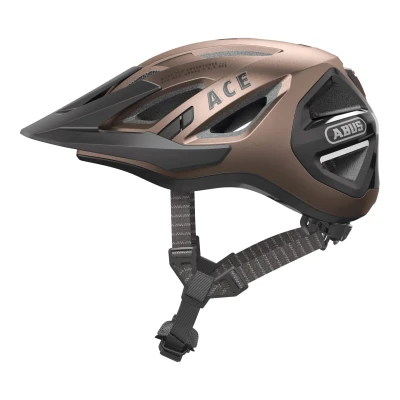 Afbeelding van ABUS Urban I 3.0 ACE cityhelm sportieve fietshelm met LED achterlicht, verlengd scherm en magneetsluiting voor mannen vrouwen bruin, maat M