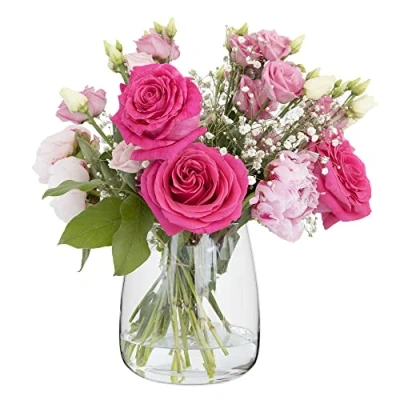 Afbeelding van TREND FOR HOME Zinnia tulpenvaas, hoogte: 17 cm, bloemenvaas, glazen vaas voor tulpen, ronde vaas, doorzichtige buikvormige tafelvaas, transparante bloemenvazen, diameter 11,9 cm