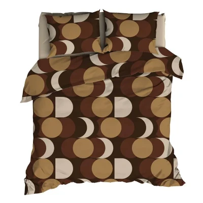 Afbeelding van Dekbedovertrek Satin d&#039;Or Artballs Bruin Satijn 240 x 200 / 220 cm Lits Jumeaux