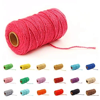 Afbeelding van 100 Yard / 2 mm gekleurde katoenen touw Craft koord maken breien String voor ambachten geschenkverpakking (Rose Red 1)