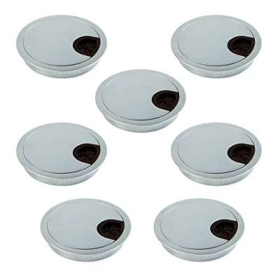 Afbeelding van Emuca kabeldoorvoer van zamak voor inbouw in tafel, diameter 80 mm, chroom mat, 7 stuks