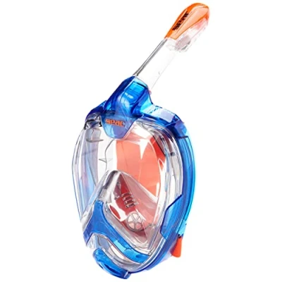 Afbeelding van SEAC Magica Anti condensatie Snorkelvolgelaatsmasker met Zachte Gezichtsrand in 2 Maten, Uitademventiel en Droge Snorkeltop, Blauw/Oranje, S/M
