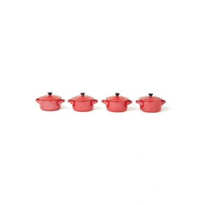 Afbeelding van Mini braadpanset Le Creuset Aardewerk Metallic Kersenrood (4 Delig)