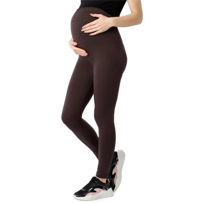 Afbeelding van BE Mammy BE20 283 LE Dames Zwangerschapsleggings Lang Katoen Elasthan Yogabroek Bruin S