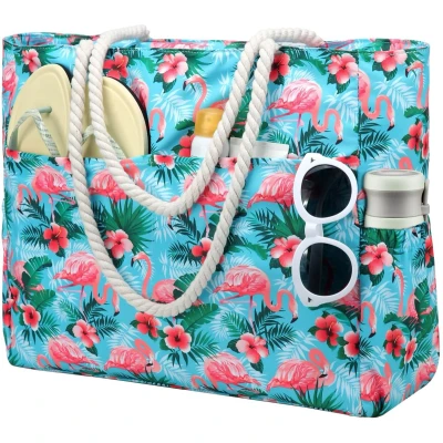 Afbeelding van Ibenzoa® Extra grote waterdichte strandtas voor dames en gezin met meerdere vakken ritssluiting
