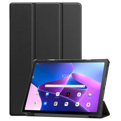 Afbeelding van Lenovo Tab M10 Plus (3rd gen) Hoes: iMoshion Trifold Bookcase Zwart Kunstleder Tablet Hoezen