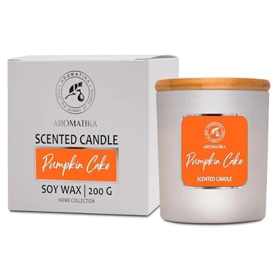 Afbeelding van Pompoentaart Geurkaars 200g Aroma Kaars Aromatherapie Sojawaskaars geur in potje Kamer Geurkaarsen Moederdag Idee Verjaardag