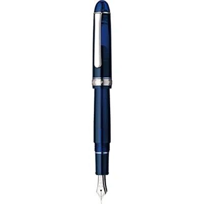 Afbeelding van PLATINUM Japanse vulpen # 3776 Century Rhodium Chartres Blue EF/blauw / 0,24 0,28 mm/handgemaakt/veer van 14 karaats goud/met geschenkdoos/vulpen