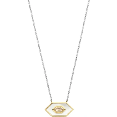 Afbeelding van TI SENTO Milano 34039MW Ketting zilver parelmoer kleursteen goud en zilverkleurig wit nude 38 48 cm